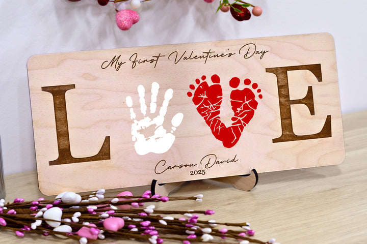 Baby's First Valentine's Day Hand & Footprint Craft Plaque