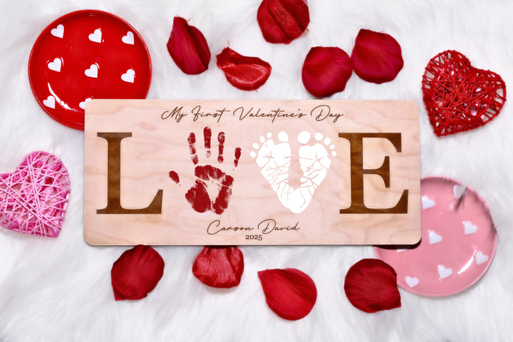 Baby's First Valentine's Day Hand & Footprint Craft Plaque