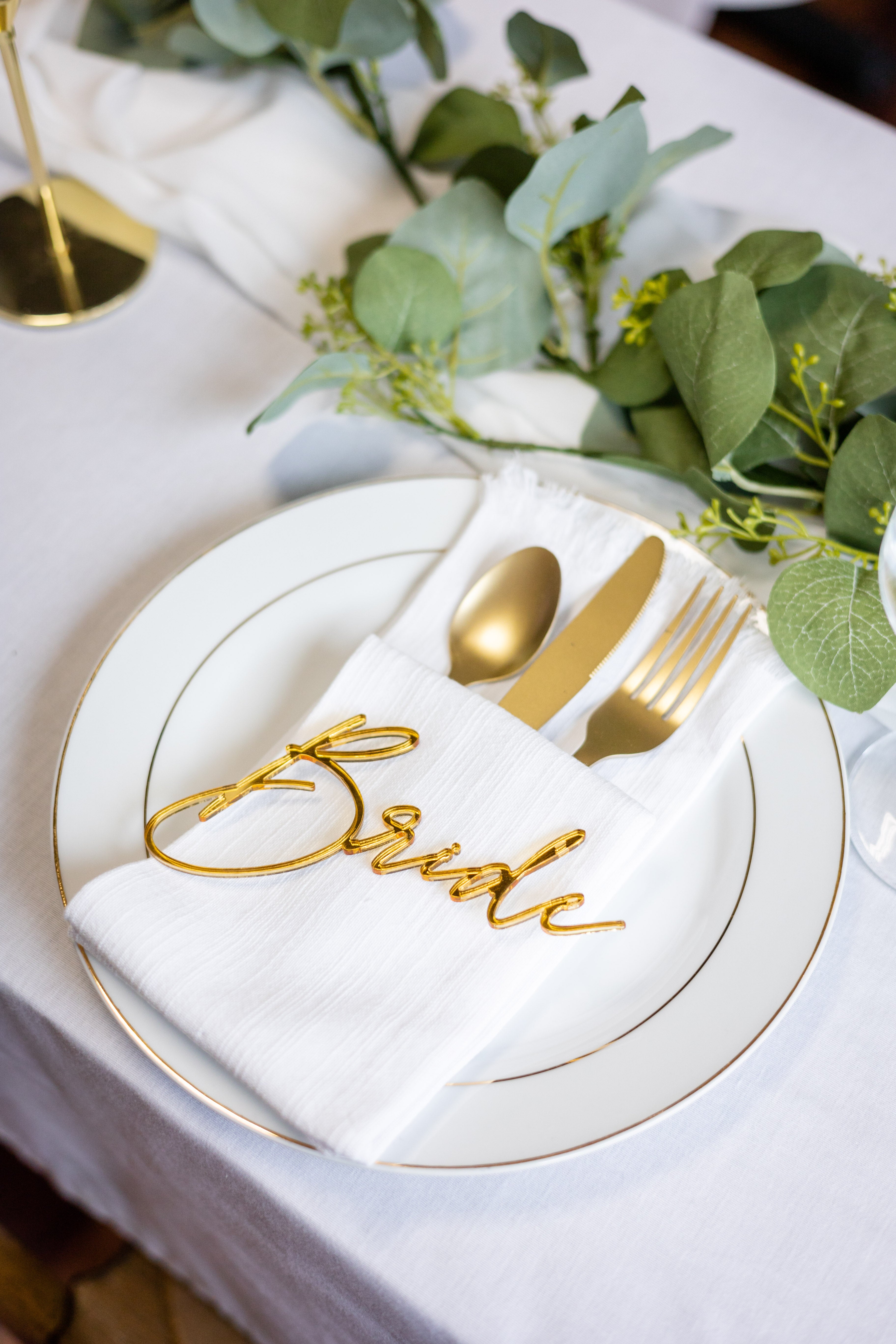 Bride &amp; Groom Place Cards, Bride - Groom Table Setting, Sweetheart Tab ...