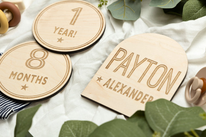 Monthly Milestones For Baby Photos. Engraved Birth Milestones - Star