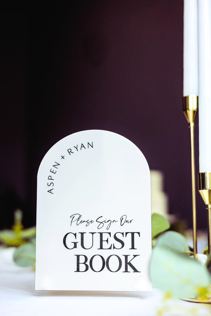 Personalized Please Sign Our Guestbook Sign Modern Acrylic Guestbook Sign, Guestbook Table Sign, Wedding Table Top Sign, Sign Guestbook Arch