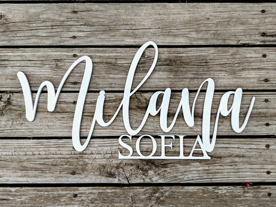 Laser Cut Nursery Sign With First and Middle Names. Laser F/M