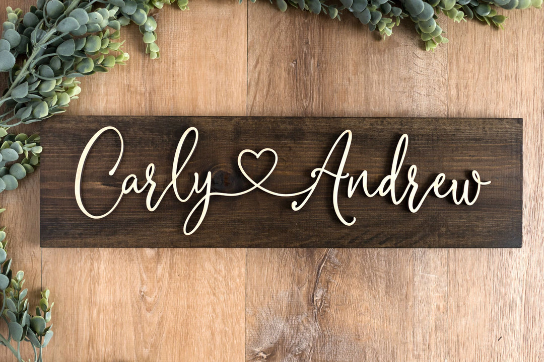 First Name Hearts Name Sign. Laser First Name Hearts