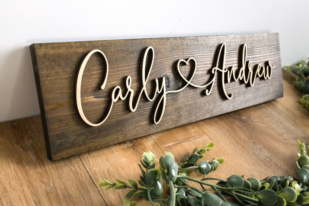 First Name Hearts Name Sign. Laser First Name Hearts