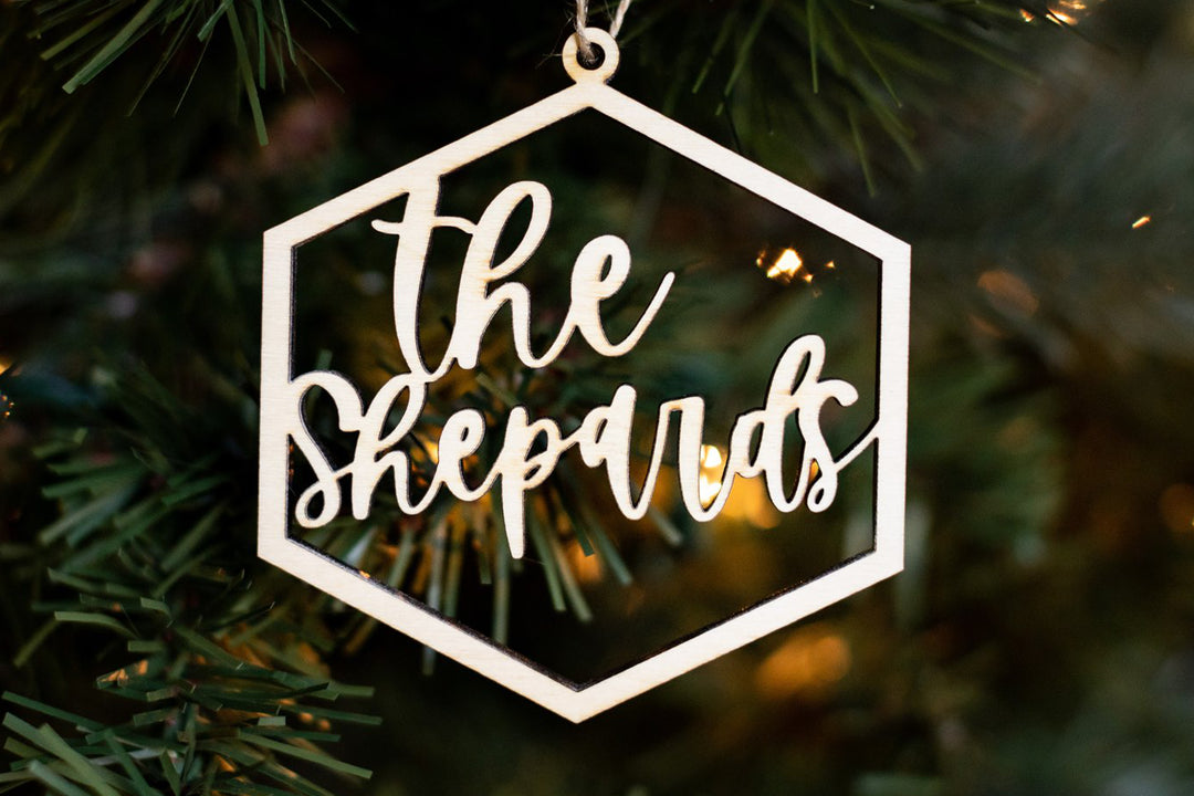 Family Name Christmas Ornament. Laser Orn Last Name Fash Late