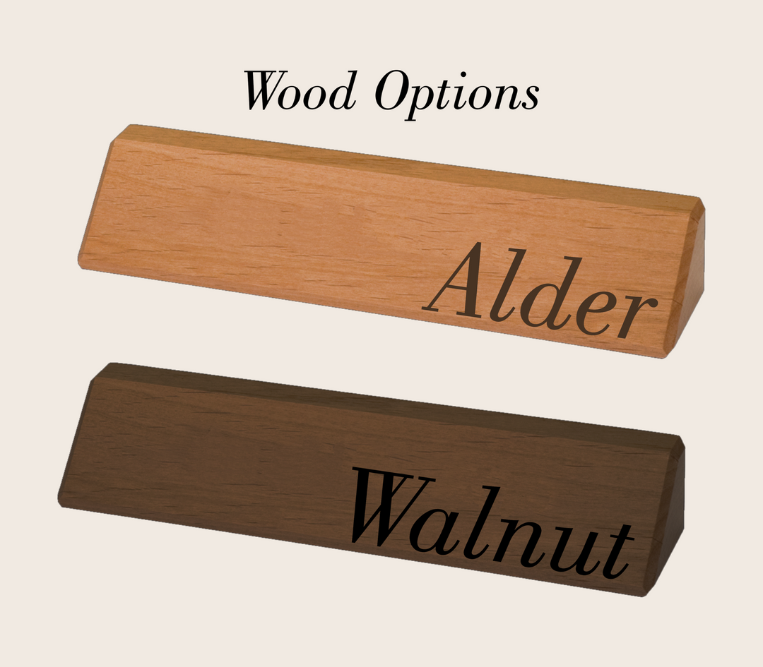 Personalized Wooden Desk Name Plate. Engraved Wood Wedge