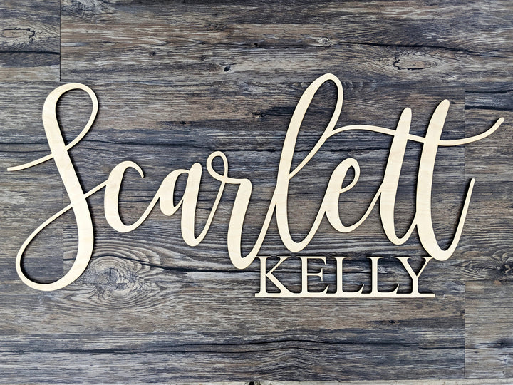 Laser Cut Nursery Sign With First and Middle Names. Laser F/M