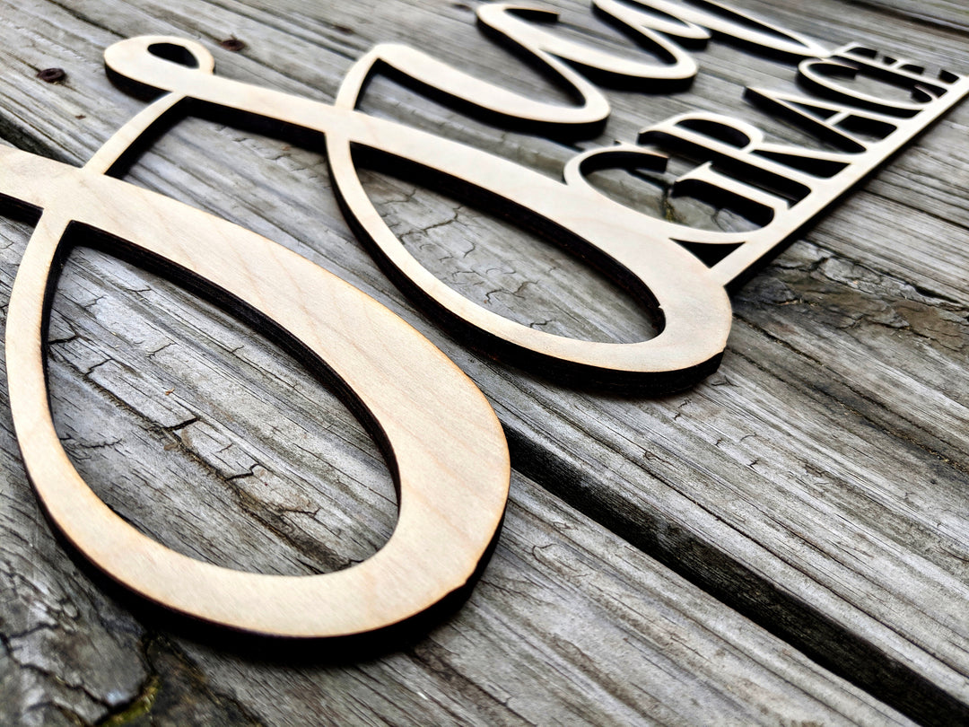 Laser Cut Nursery Sign With First and Middle Names. Laser F/M