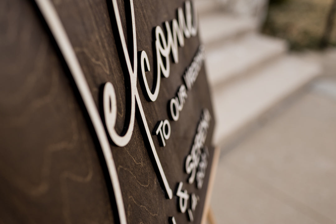 3D Welcome to our Wedding Sign. Laser Welcome Rosefield