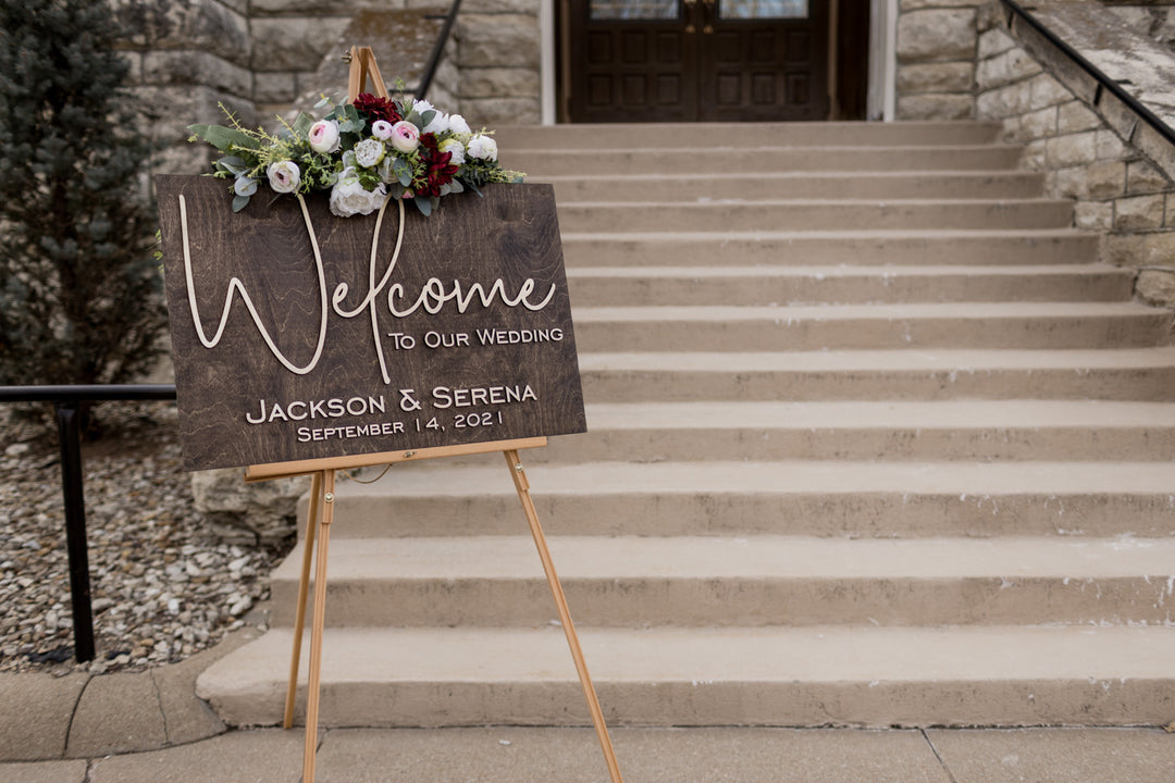 3D Welcome to our Wedding Sign. Laser Welcome Rosefield