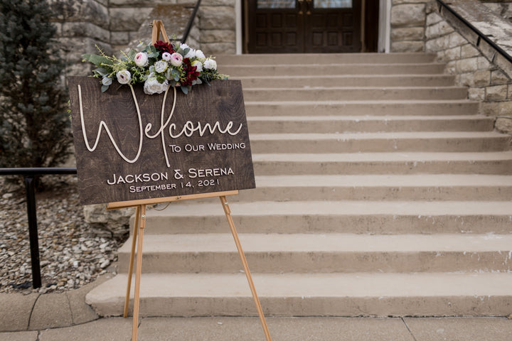 3D Welcome to our Wedding Sign. Laser Welcome Rosefield