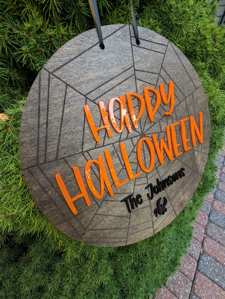 3D Personalized Halloween Front Door Sign, Fall Décor, Spooky Décor, Fall Porch Décor, Last Name Sign, Halloween Décor, Happy Halloween