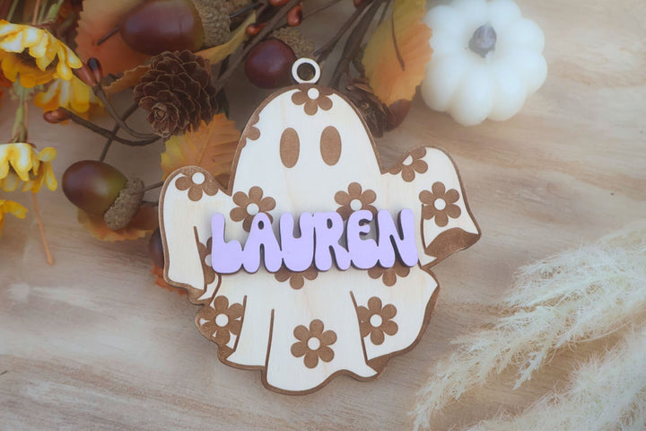 Custom Ghost Name Tag, Personalized Halloween Basket Tag