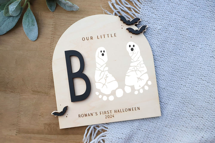 My Little Boo Sign, Baby's First Halloween DIY Footprint Art