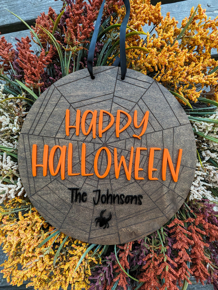 3D Personalized Halloween Front Door Sign, Fall Décor, Spooky Décor, Fall Porch Décor, Last Name Sign, Halloween Décor, Happy Halloween