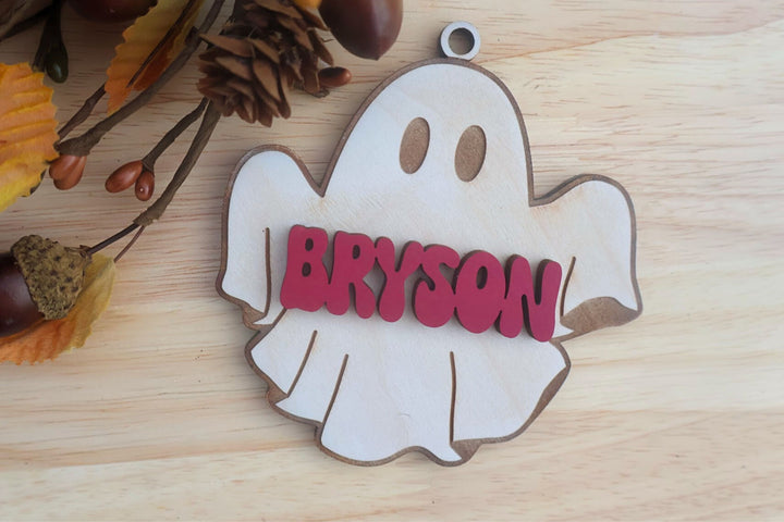 Custom Ghost Name Tag, Personalized Halloween Basket Tag