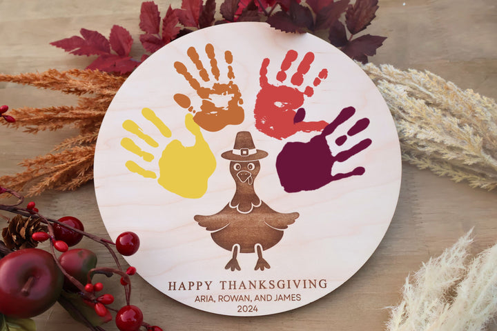 My First Thanksgiving Handprint DIY Art, Turkey Kids Art Keepsake