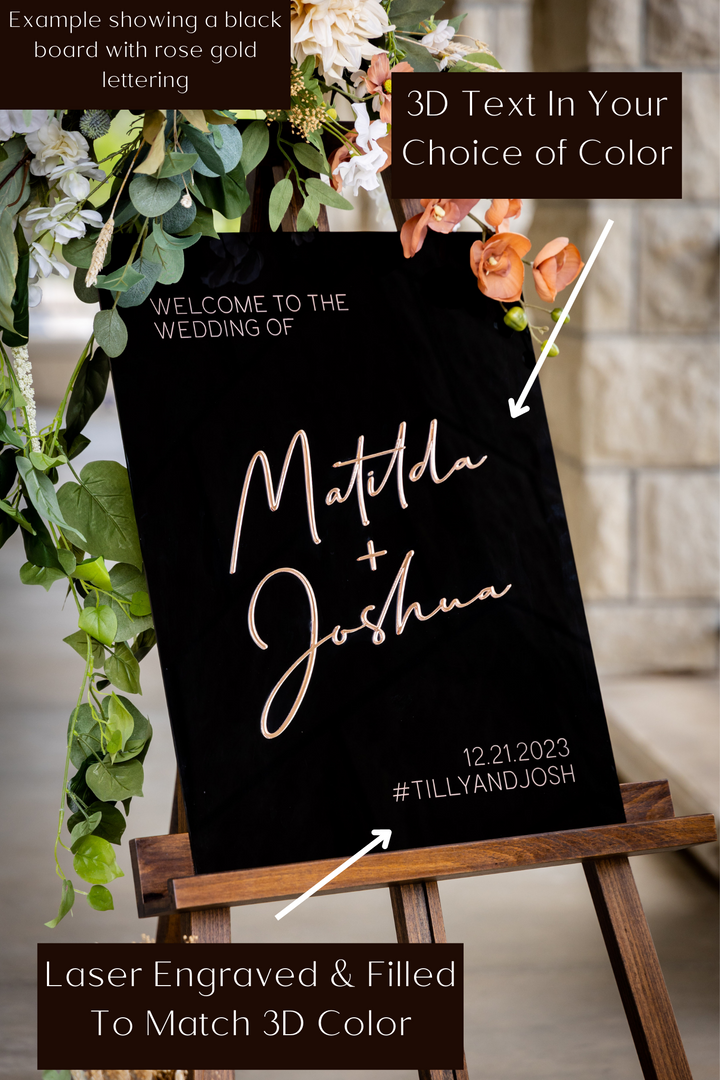3D Acrylic Welcome Wedding Sign. Laser Welcome - Dalmatins