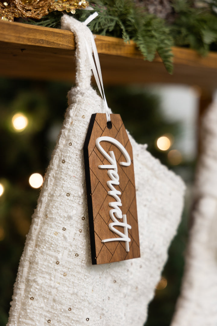 Engraved Christmas Stocking Tags (Patterned)