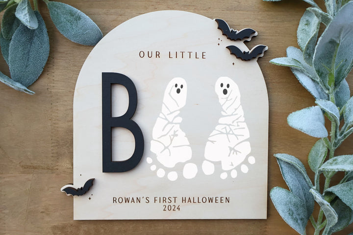 My Little Boo Sign, Baby's First Halloween DIY Footprint Art