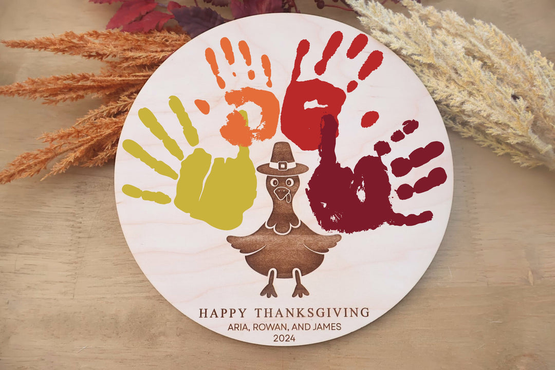 My First Thanksgiving Handprint DIY Art, Turkey Kids Art Keepsake