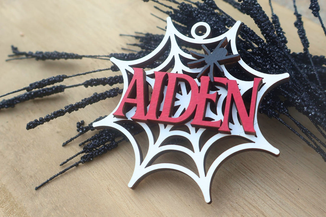 Personalized Halloween Spider Name Tag, Spooky Season Boo Basket Tag