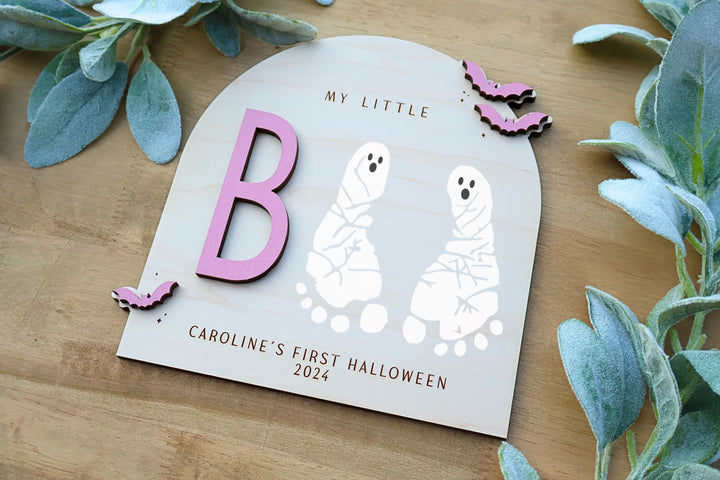 My Little Boo Sign, Baby's First Halloween DIY Footprint Art