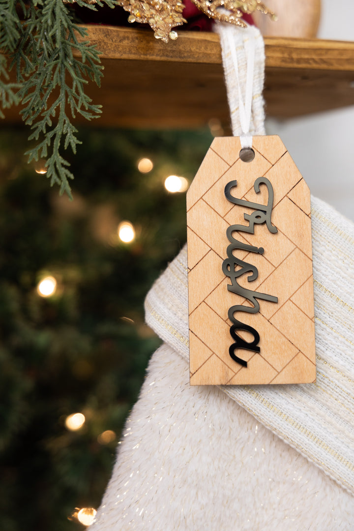 Engraved Christmas Stocking Tags (Patterned)