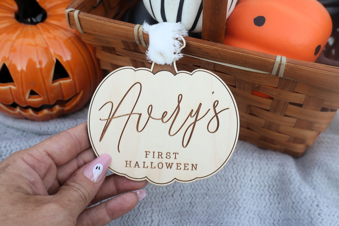 Halloween Pumpkin Basket, Boo Bag Name Tag