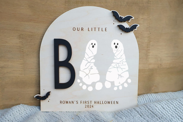 My Little Boo Sign, Baby's First Halloween DIY Footprint Art