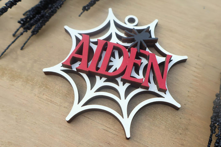 Personalized Halloween Spider Name Tag, Spooky Season Boo Basket Tag