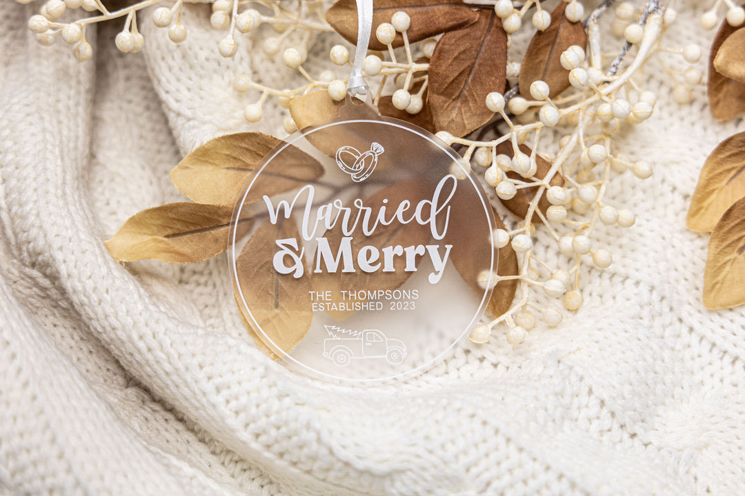 'Married & Merry' Family Ornament