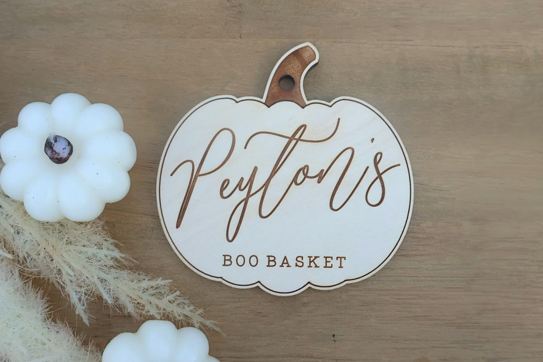 Halloween Pumpkin Basket, Boo Bag Name Tag