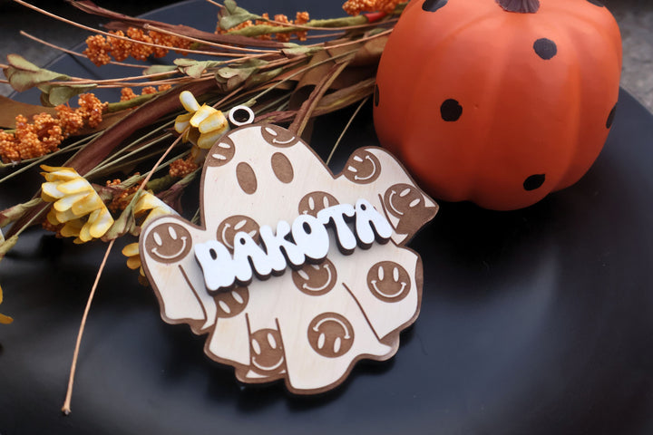 Custom Ghost Name Tag, Personalized Halloween Basket Tag