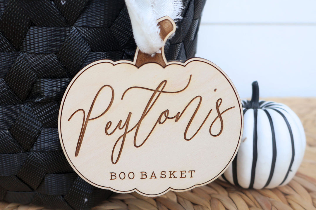 Halloween Pumpkin Basket, Boo Bag Name Tag