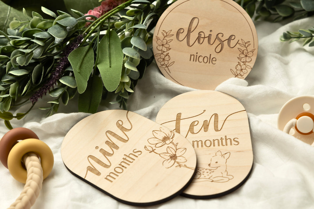 Monthly Milestones For Baby Photos. Engraved Birth Milestones - Animals