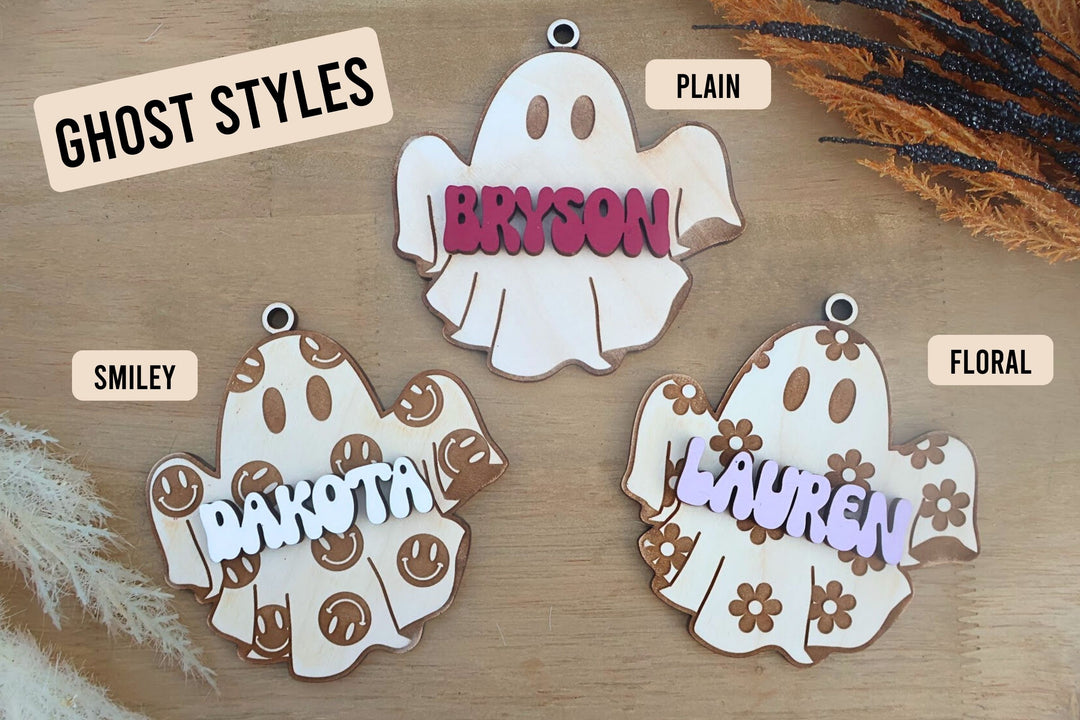 Custom Ghost Name Tag, Personalized Halloween Basket Tag