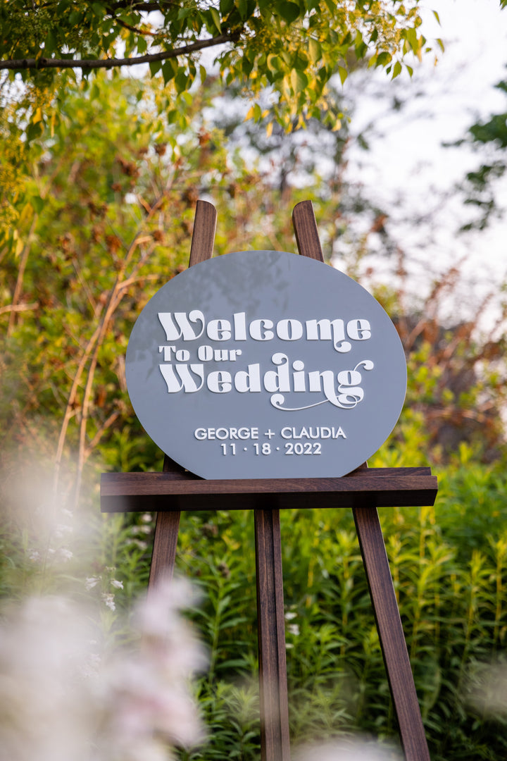 3D Acrylic Welcome Wedding Sign. Laser Welcome - Round Friday