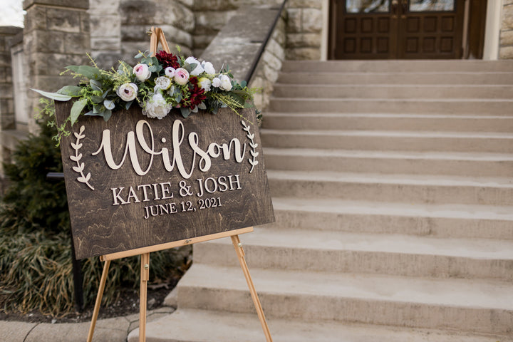 3D Wooden Welcome Last Name Wedding Sign