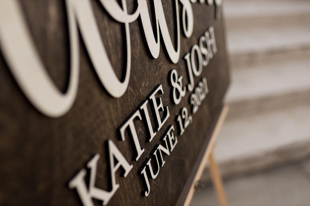 3D Wooden Welcome Last Name Wedding Sign
