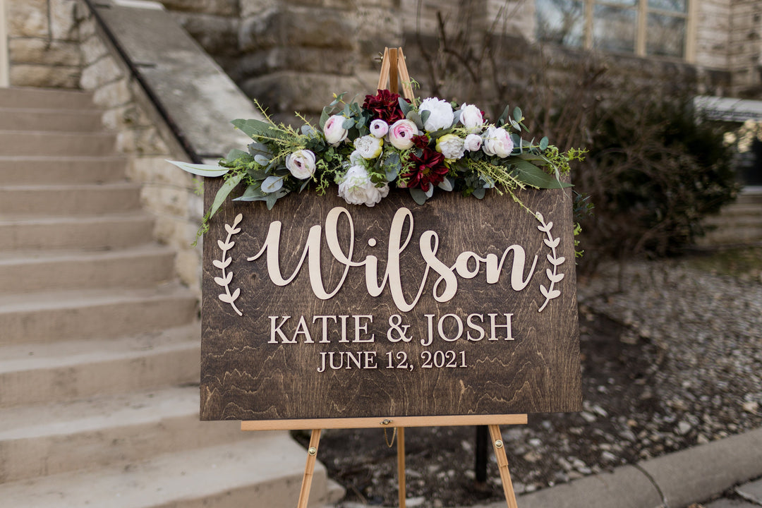 3D Wooden Welcome Last Name Wedding Sign