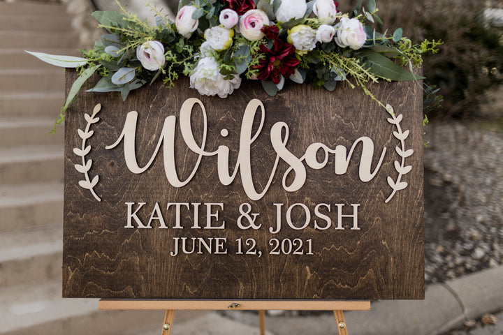 3D Wooden Welcome Last Name Wedding Sign