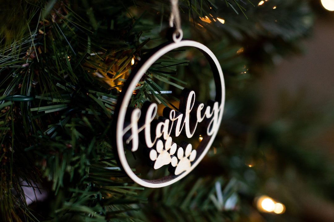 Personalized Round Dog Christmas Ornament