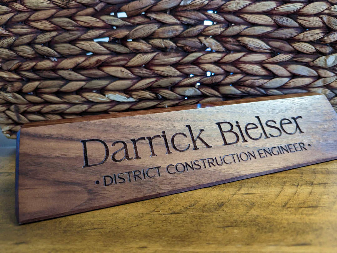 Personalized Wooden Desk Name Plate