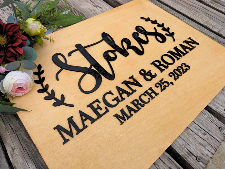 3D Wooden Welcome Last Name Wedding Sign