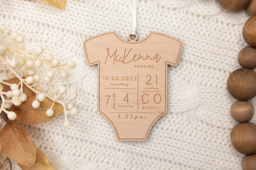 Wooden Baby Hospital Stat Ornament