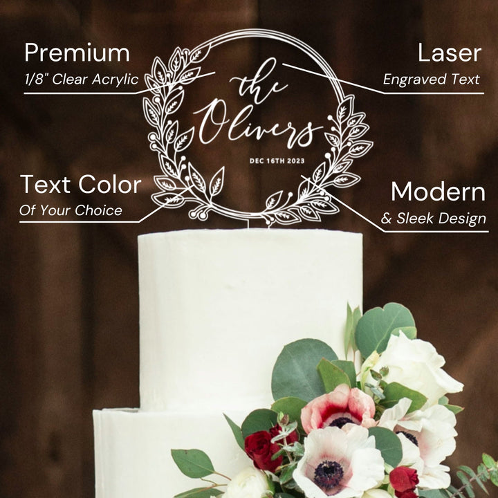 Personalized Acrylic Wedding Cake Topper With Names