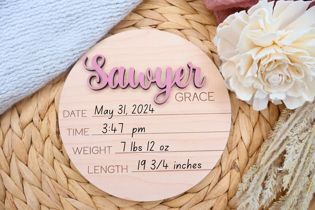 Round Baby Birth Stats &amp; Footprint Sign