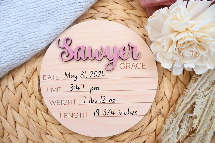 Round Baby Birth Stats &amp; Footprint Sign