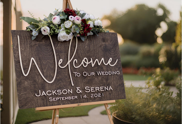 3D Wooden Welcome to our Wedding Sign